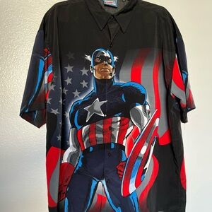 Marvel Captain America Men's Shirt - Black, Red, and Blue